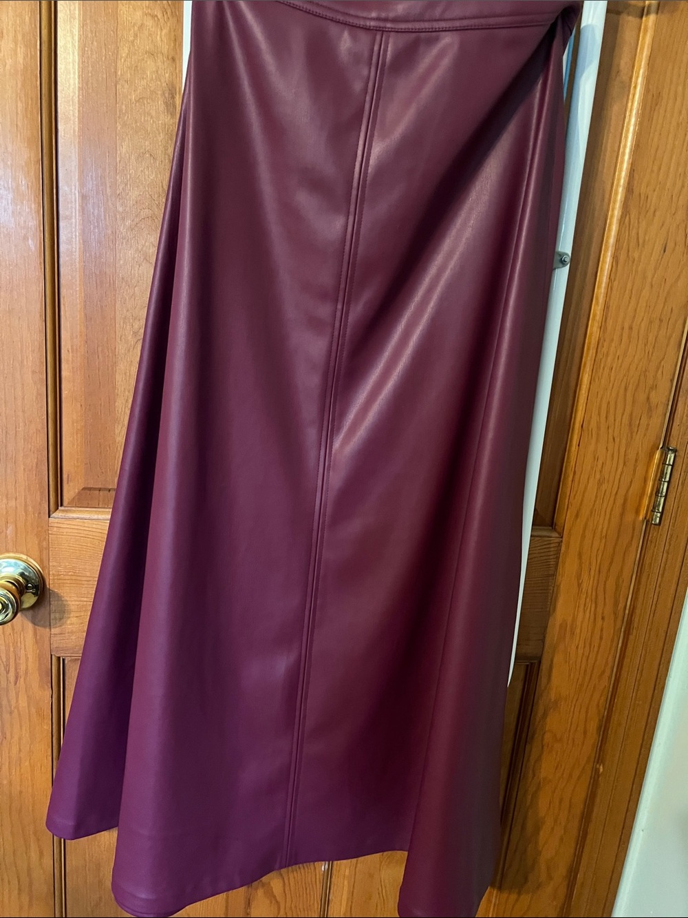 Vince Camuto Burgundy Faux Leather A-Line Skirt